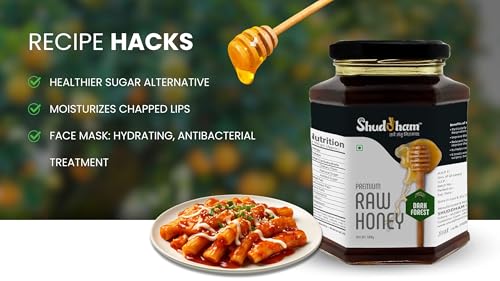 Image of Shuddham Dark Forest Honey 500g | Raw, Unheated & Non Pasteurized | 100% Pure Wild Multifloral Honey | No Added Sugar | FSSAI Certified | Natural Immunity Booster