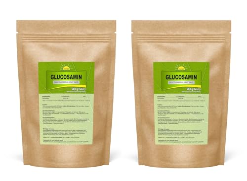 Bonemis® Glucosamin, Pulver, 1 kg (2 Beutel à 500 g), Premiumqualität ohne Zusatzstoffe (Glucosaminsulfat 2KCl)