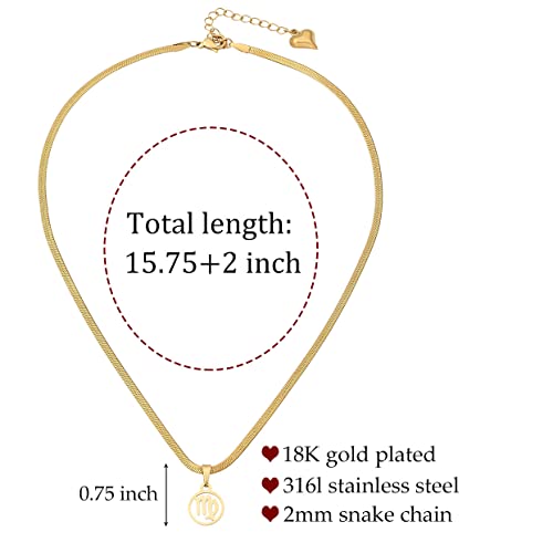 Women's Zodiac Sign Choker Necklace Spiritual Horoscope Jewelry Birthday Gift Gold Plated Stainless Steel Snake Chain3