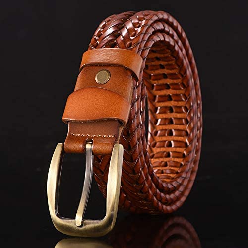 Men's Braided Genuine Leather Belt, Single Prong Buckle, Casual/Dress2