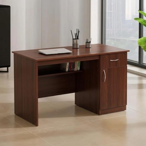 Image of TEKAVO Cron Computer Table for Home pc with Storage Drawer | Office Laptop Table for Work from Home |110L x 50W x 74.5H CM | Brown