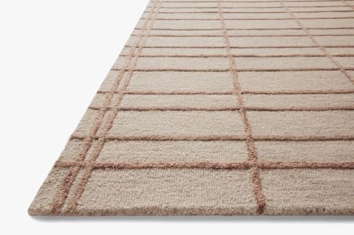 Image of Modern (High Low Pile) Pattern Wool Carpet with Loop Texture Yarn Anti Shedding Carpet Size 8x10 Feet B0 Beige Color