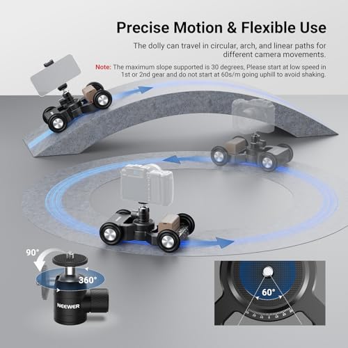 Image of NEEWER DL400 Upgraded Motorized Camera Slider Dolly with App Control, Dual Motor Drive & Non Slip Wheels, 5H Runtime, Compatible with GoPro iPhone Android Samsung Smartphone DSLR Camera Camcorder