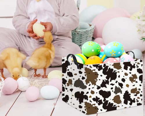Image of Rectangular Easter Cow Basket - Kids Baby Storage Bin Toy Organizer Box for Boys Room Decor