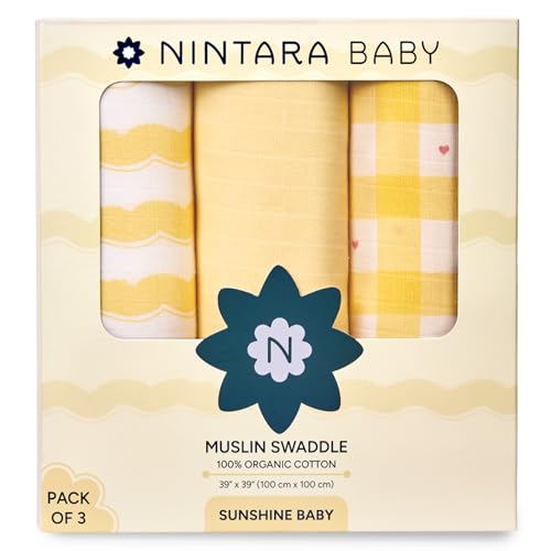 NINTARABABY Swaddles for Newborns - 100% Organic Premium Muslin Cotton, 39