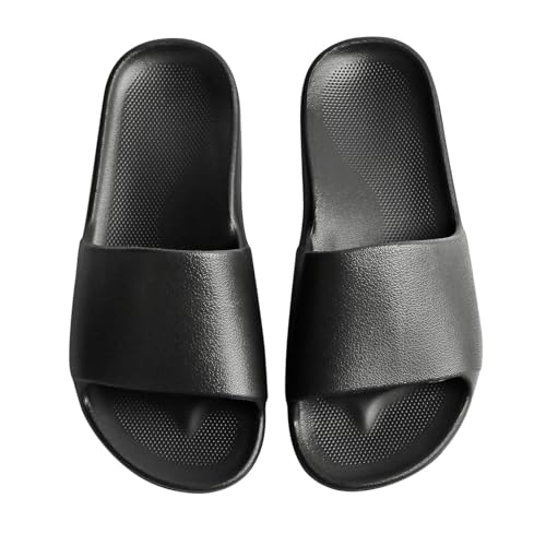 VIVASUN Sandalias de piscina para mujer con Soporte de Arco, Chanclas Ducha Antideslizantes, Zapatillas de Casa Verano Sandalias Ligeras para Playa,Negro