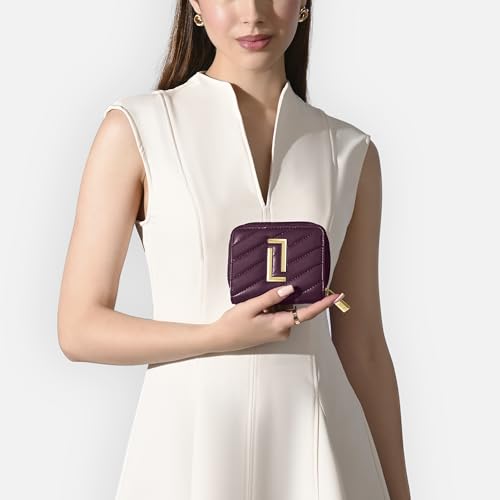 Image of Lavie Luxe Women's Diagonal Flap 25 Quilted Small Zip Wallet | Gift for Women