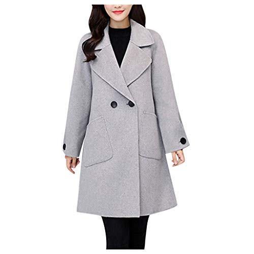 DEELIN Mode Simple Femmes Manteau en Laine Automne Hiver Casual Lâche Long Manteau Revers Pardessus Veste Outwear Cover