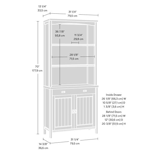 Sauder Costa Library Base and Hutch Ste, Chalked Chestnut Finish