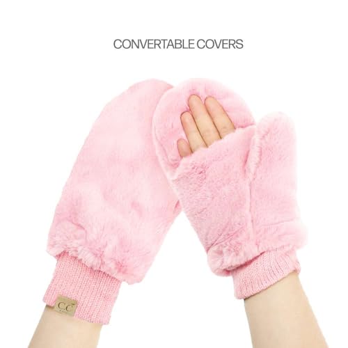 Image of C.C Kids Faux Fur Sherpa Lined Convertible Mittens