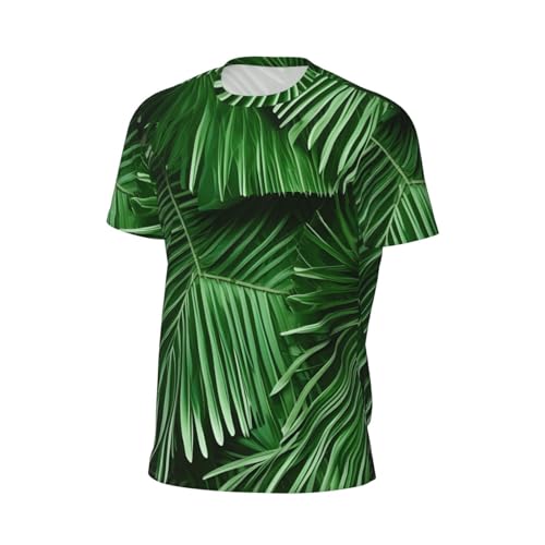 Cute Green Palm Leaves Print Men Short-Sleeved T-Shirt Breathable Lightweight Summer Fashion Gym Workout Casual Wear2