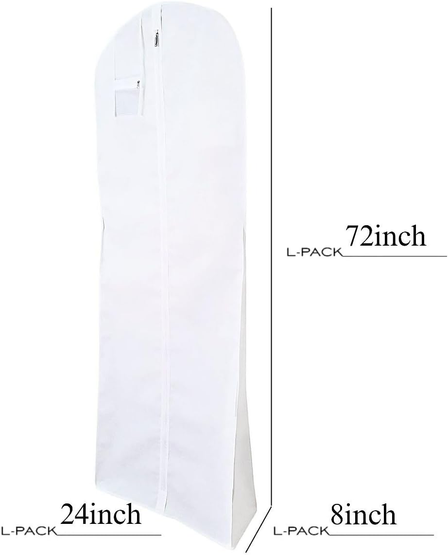 Trend CaseUK Wedding Dress Garment Bag Extra Long White Clothes Cover for Storage or Travel (White, 72-in)