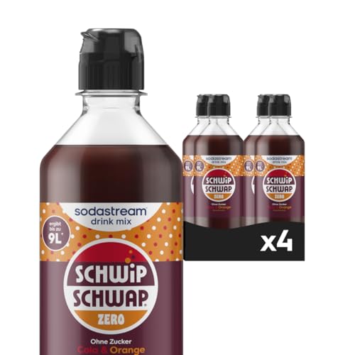Sodastream drink mix Schwip Schwap Zero Zucker – zuckerfreier Sirup für gesprudeltes & stilles Wasser, 4er Pack (4 x 440 ml), ergibt bis zu 9L Fertiggetränk 1