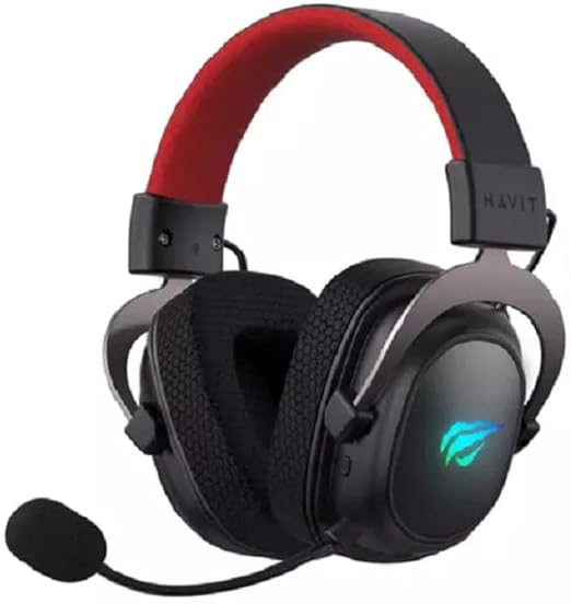 Headset Gamer Havit Wireless RGB H2002G Preto e Vermelho