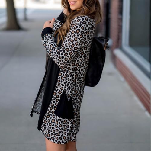 Image of Womens Leopard Print Cardigan Lightweight Long Sleeve Open Front Fall Cardigans S-XXL