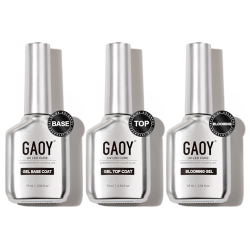 GAOY ジェルネイル ブルーミングジェル トップコート ベースコート 16ml 3本セット ノンワイプ にじみネイル ニュアンスアート 大容量 UV・LED対応の商品画像（Amazon）