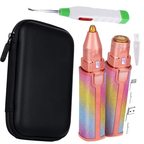 TRUESHOP 2 in 1 Rechargeable Facial Hair Remover | Portable eyebrow trimmer for women |Painless Facial Hair Removal Electric Trimmer with Light | Ear Wax Cleaner with Case Pouch (B0B4JQXS8V) Amazon Price History, Amazon Price Tracker