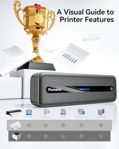 Phomemo Portbale Printers Wireless for Travel, M832 Bluetooth Thermal Printer 8.5'' x 11'', Comaptible with Android & iOS Phone and Laptop, Small Mobile Printer for Office School Home Use