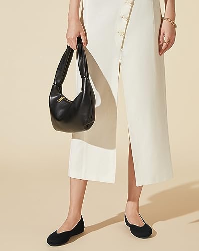 Arromic Flats Shoes for Women, Round Toe V-Cut Knit Ballet Flats Washable with Heel Pad, Soft Slip on Dressy Shoes for Business Casual, Office, Work, Wedding4