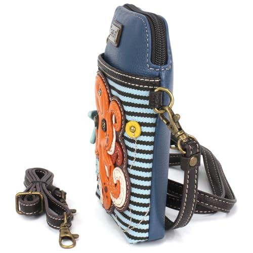 Image of CHALA Ocean Collection Cell Phone Crossbody Purse-Women PU Leather /Canvas Multicolor Handbag with Adjustable Strap