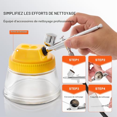Kit daérographe VEVOR Compresseur dair à Double Ventilateur 3 Pistolets Art de longle Cuisine Maquillage - vue 6