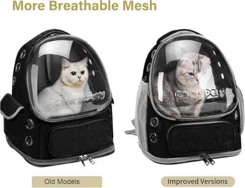 Image of Cat Backpack Carrier, Breathable Cat Carrier Pet Backpack for Kitty Small Dog Up to 15Lbs, Transparent & Foldable Pet Carrier for Travel Hiking (Black., M)
