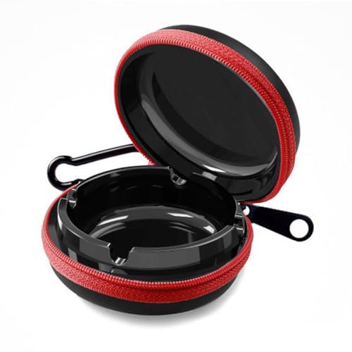 Mini cenicero con llavero, cenicero portátil, cenicero de bolsillo con tapa, antiolor, cenicero portátil para viajes, coche y camping (rojo)