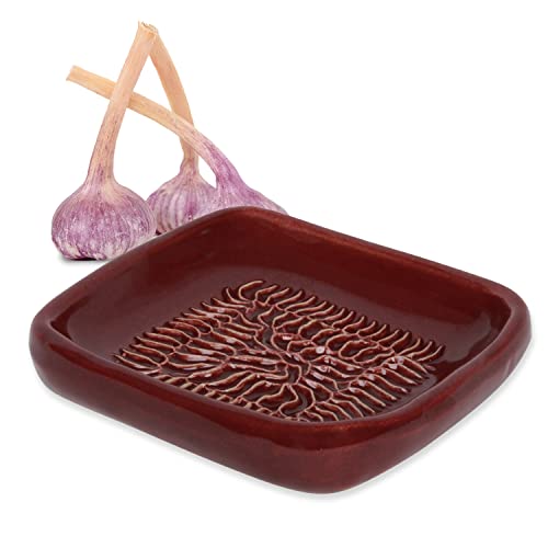 ANCKERAMIC® ORIGINAL Knoblauch Ingwer Muskat Keramikreibe aus FINNLAND-Weinrot