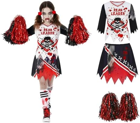 amscan Déguisement Enfant Fille Pom-Pom Girl Zombie Halloween amscan Déguisement Enfant Fille Pom-Pom Girl Zombie Halloween
