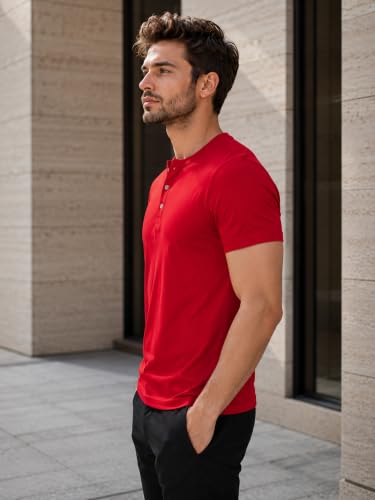 Image of London Hills T Shirt for Man | Men Henley Neck Tshirts | Tshirt Shirts Men | Gym T Shirts for Mens Workout T-Shirts for Man Cotton Stylish Henly Neck T Shirt Half Sleeve Regular Fit Solid Multicolour