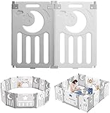  Dripex Parque para Bebés 2 paneles, Corralito Bebe, Centro de Actividades para Niños, Patio de Juegos de Seguridad Hogar Interior Exterior de 0 a 6 Años, Plegable, Gris-blanco