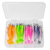 FOLANDO 16pcs Fishing Soft Lures Kit, Weights Jig Heads Hooks Lures Baits Plastic Kit for Trout Redfish Saltwater/Freshwater 5cm3g GDE-31