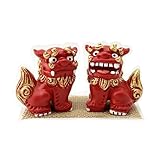 うちなーむん 沖縄土産 お土産 楽天 シーサー 置物 ミニ 玄関 ペア シーサー 獅子 インテリア 飾り 開運 雑貨 風水 シール付 赤