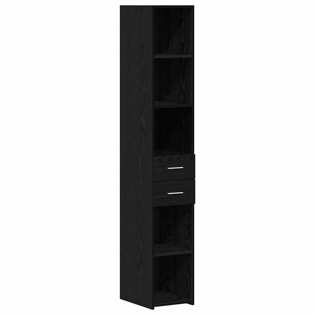 Librería negra efecto roble de 30cm con 2 cajones para salón