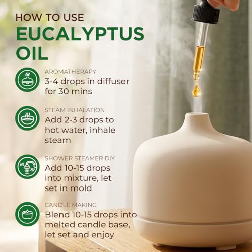 Image of 100% Pure Eucalyptus Essential Oil - 4 Fl Oz - Eucalyptus Oil for Hair, Skin, Diffuser, Aromatherapy & DIY Candle Making Scent