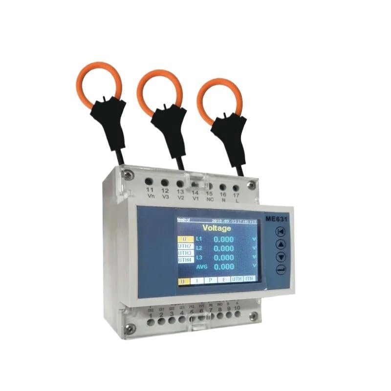 Compteur d'énergie électrique Rail Din ME631 Rogowski, enregistreur de données d'alimentation triphasé, compteur d'énergie Durabilité, Efficacité(ME631-3pc NRC100)