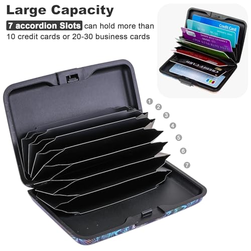 ELFISH Mini RFID Aluminum Wallet Credit Cards Holder Business Card Case Metal ID Case for Men Women (Acolorful)
