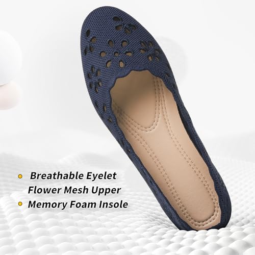 Image of BABUDOG Mesh Ballet Flats Shoes for Women,Womens Flats Dressy Comfortable,Women's Dress Shoes with Flower Eyelets,Slip on Casual Walking Flats