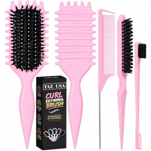 4 Pcs Curl Defining Brush Set Pink