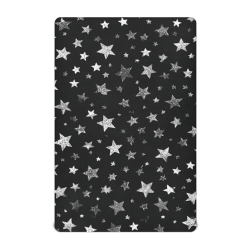 Image of Crib Sheet Breathable Soft Crib Mattress Sheet for Baby Toddler Boys Girls Fitted Crib Sheet Fit Standard Crib Mattress 39 x 27 Inch Sparkly Silver Stars