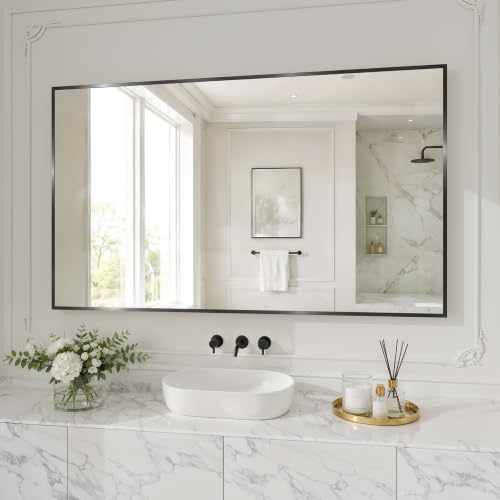 XRAMFY Badspiegel 127×75CM, Wandspiegel mit Bruchsicherer Spiegel aus Gehärtetem Glas, Spiegel Bad Rostschutz, Badezimmerspiegel für Schlafzimmer, Bad, Wohnzimmer, Eingangsbereich,