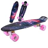 Skateboard für Anfänger,Mini Cruiser Skateboard für Mädchen Junge Jugendliche Erwachsene,56 cm Komplette Skateboard mit 60 Millimeter PU-Räder,Longboard mit ABEC-7 Hochgeschwindigkeitslager