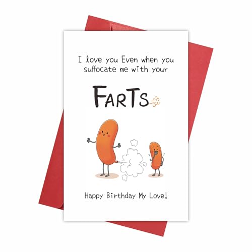 REENYOUNG Funny Farts Birthday Card for Boyfriend Husband - Cute