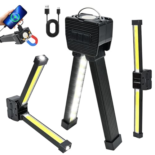 GDGJWL Gym Lamp for Posing, Portable Magnetic LED Flashlight with 180° Rotatable Head, 4 Lighting Modes, Waterproof Rechargeable Battery, USB Power Bank for Camping, Hiking, and Emergency Use