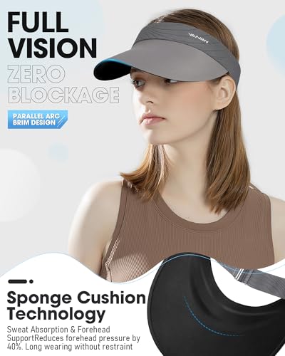 Image of YANIKY Sun Visor Hat for Women,UPF50+ Seamless Sun Hats Men Women Lightweight Sports Cap Stretchy Ponytail Hat for Outdoor