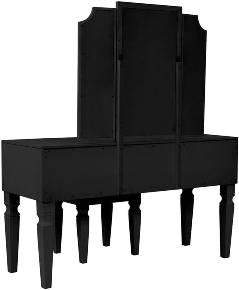 Poundex Vanity Set with Mirror and Stool