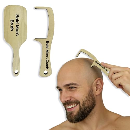2Pcs Bald Man Comb Joke Set Funny Hairless Combing Brush Gag Gifts for Men Humorous Toothless Combs Blad Mans Brush for Trick Friends Gift
