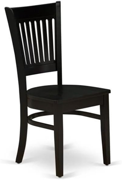 Pemberly Row 37" Wooden Formal Dining Chairs, Kitchen Dining Room Armless Accent Side Chair with Solid Rubber Wood Legs, Set of 2, in Black