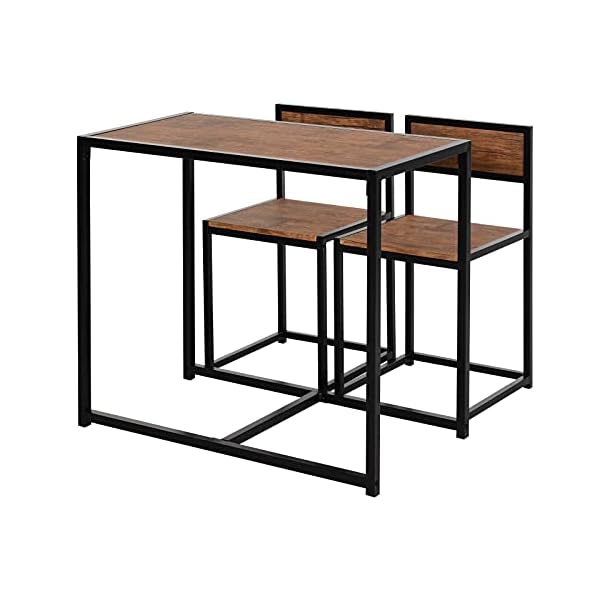 HOMCOM 3 Pcs Table Stool Set Industrial Design w/Steel Frame MDF Panels Living Room Bar Modern Furniture