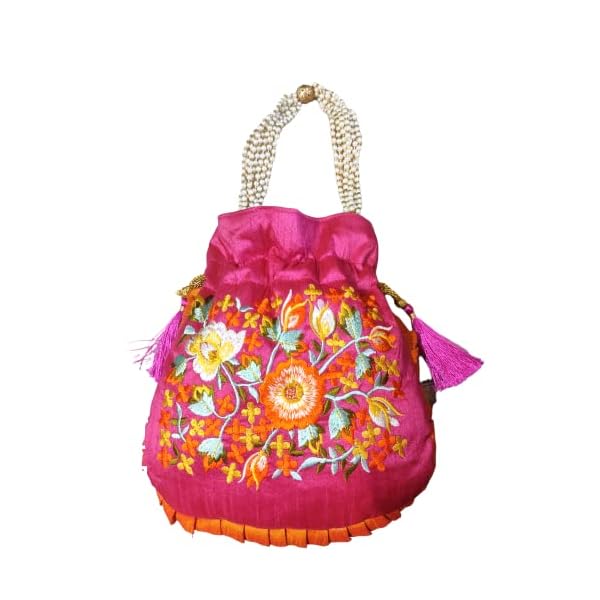 Kashmiri Work Designer potlis Ethnic Clutch Silk Potli Batwa Pouch Bag Matka Designer Handbags for Women Wedding Party and Return Gift potli Bags for Party Accessories